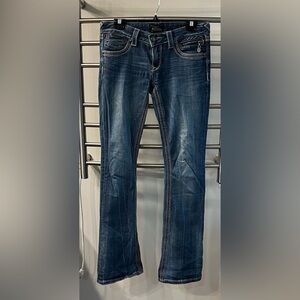 REROCK for Express Distressed Faded Bootcut Jean…Size: 2R